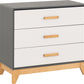 Cleveland 3 Drawer Chest - WHITE/GREY METAL EFFECT