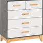 Cleveland 3+2 Drawer Chest - WHITE/GREY METAL EFFECT