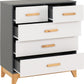 Cleveland 3+2 Drawer Chest - WHITE/GREY METAL EFFECT