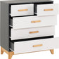 Cleveland 3+2 Drawer Chest - White/Grey Metal Effect