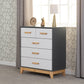 Cleveland 3+2 Drawer Chest - WHITE/GREY METAL EFFECT