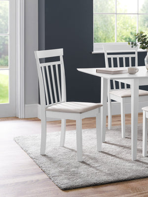 Coast Slatted Back Dining Chairs (Set of 2) - White/Ivory Faux Suede