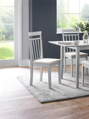 Coast Slatted Back Dining Chairs (Set of 2) - Grey/Ivory Faux Suede