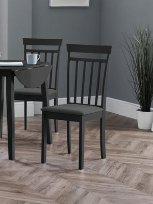 Coast Slatted Back Dining Chairs (Set of 2) - Black/Dark Grey Faux Suede