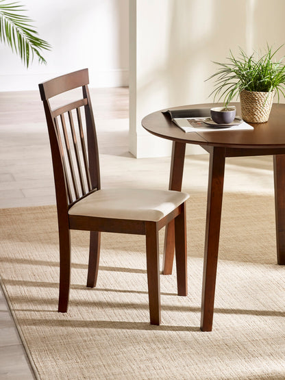 Coast Slatted Back Dining Chairs (Set of 2) - Walnut Effect/Ivory Faux Suede