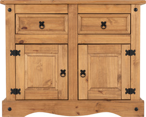 Corona 2 Door 2 Drawer Sideboard - DISTRESSED WAXED PINE