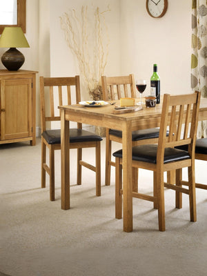 Coxmoor Slatted Back Dining Chairs (Set of 2) – Oak/Brown Faux Leather