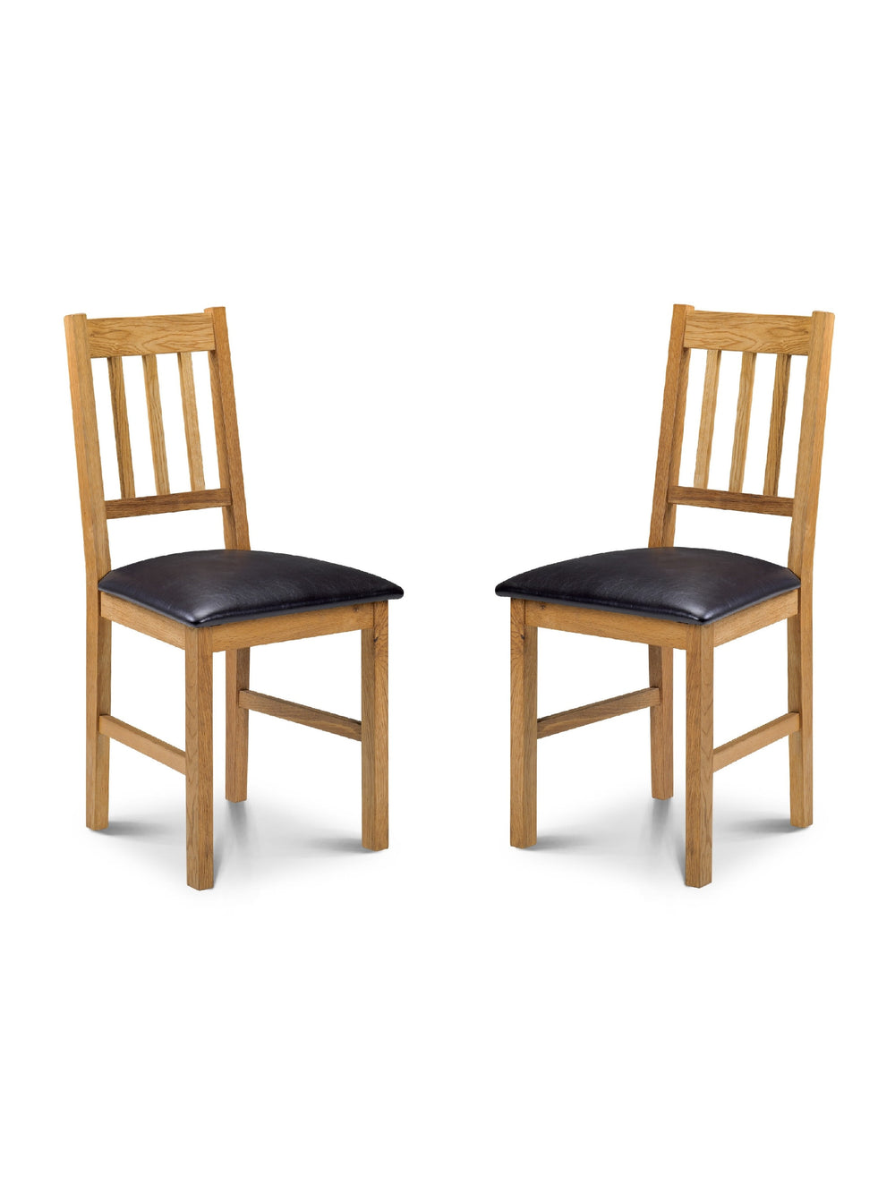 Coxmoor Slatted Back Dining Chairs (Set of 2) – Oak/Brown Faux Leather