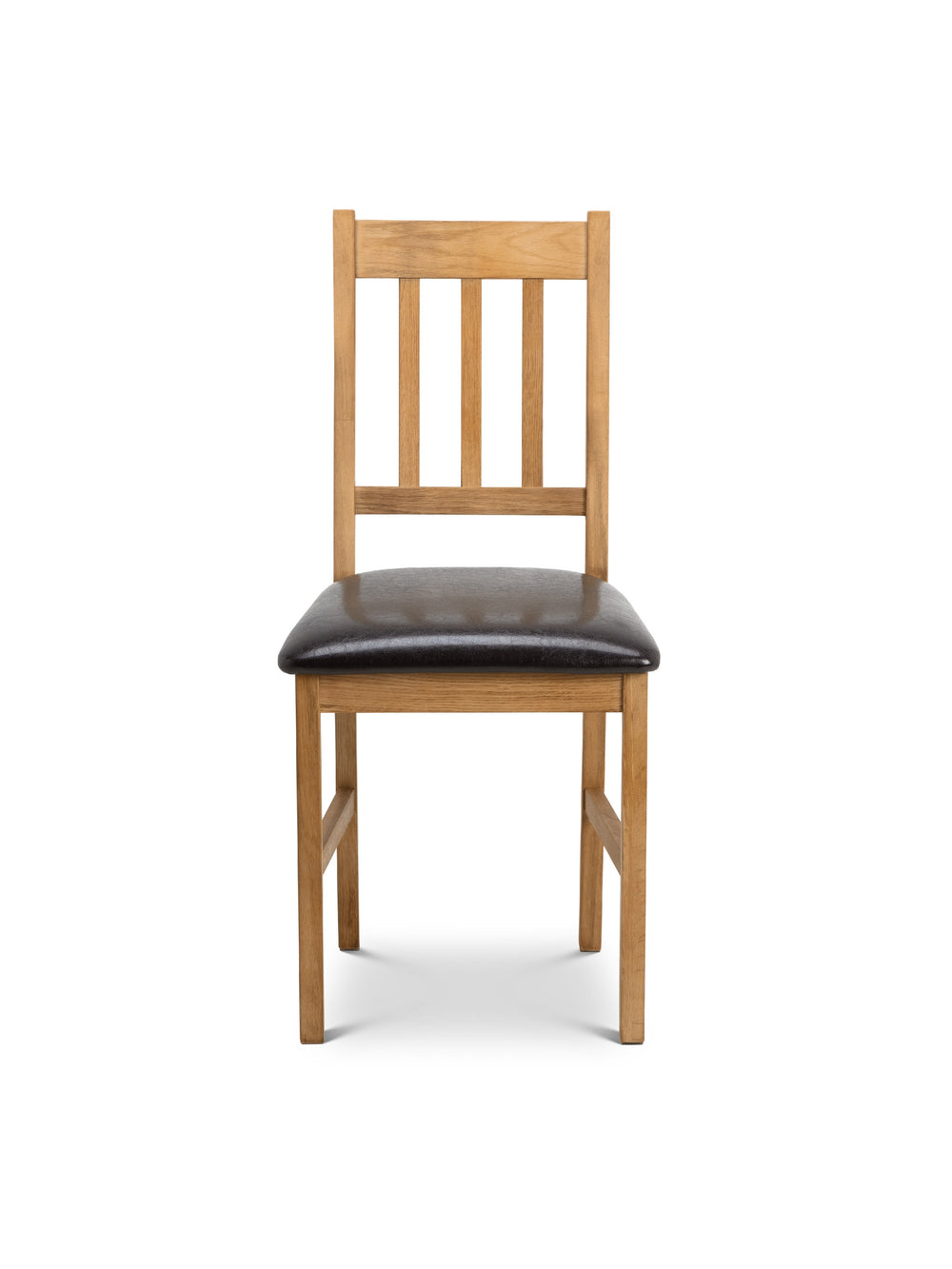 Coxmoor Slatted Back Dining Chairs (Set of 2) – Oak/Brown Faux Leather