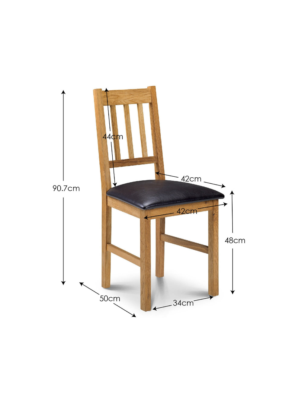 Coxmoor Slatted Back Dining Chairs (Set of 2) – Oak/Brown Faux Leather