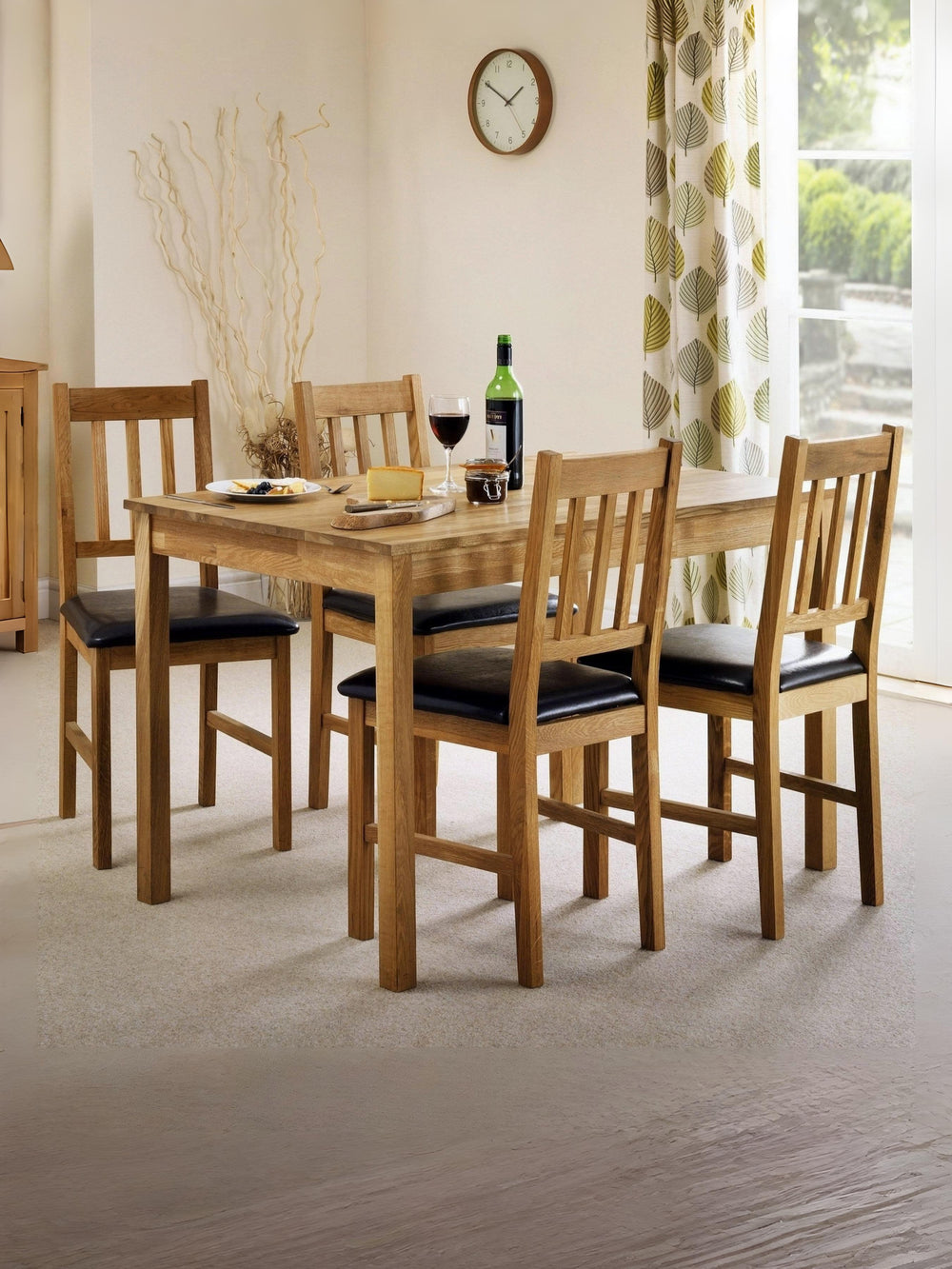 Coxmoor Slatted Back Dining Chairs (Set of 2) – Oak/Brown Faux Leather