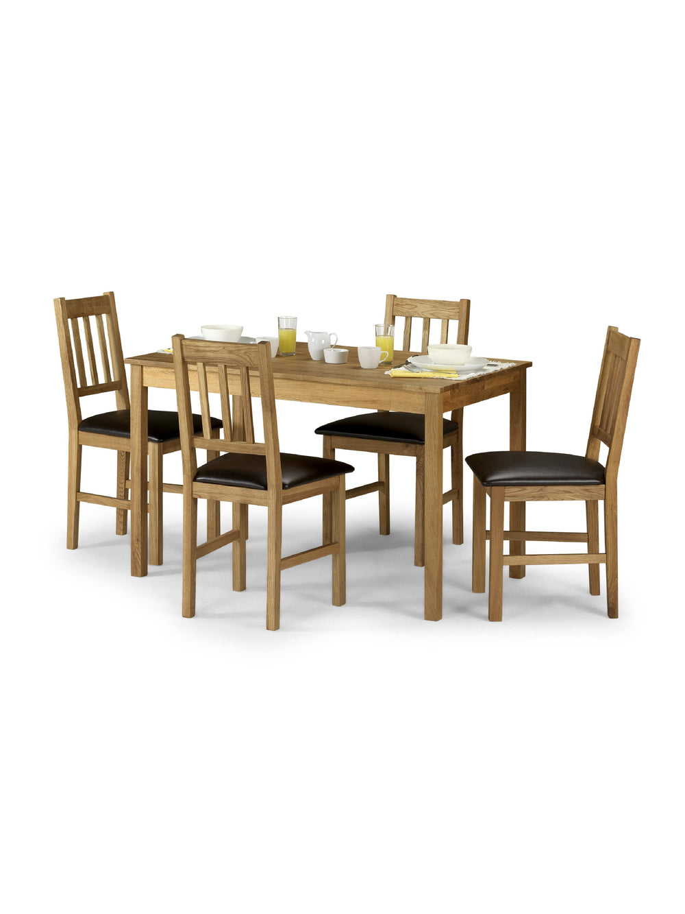 Coxmoor Slatted Back Dining Chairs (Set of 2) – Oak/Brown Faux Leather