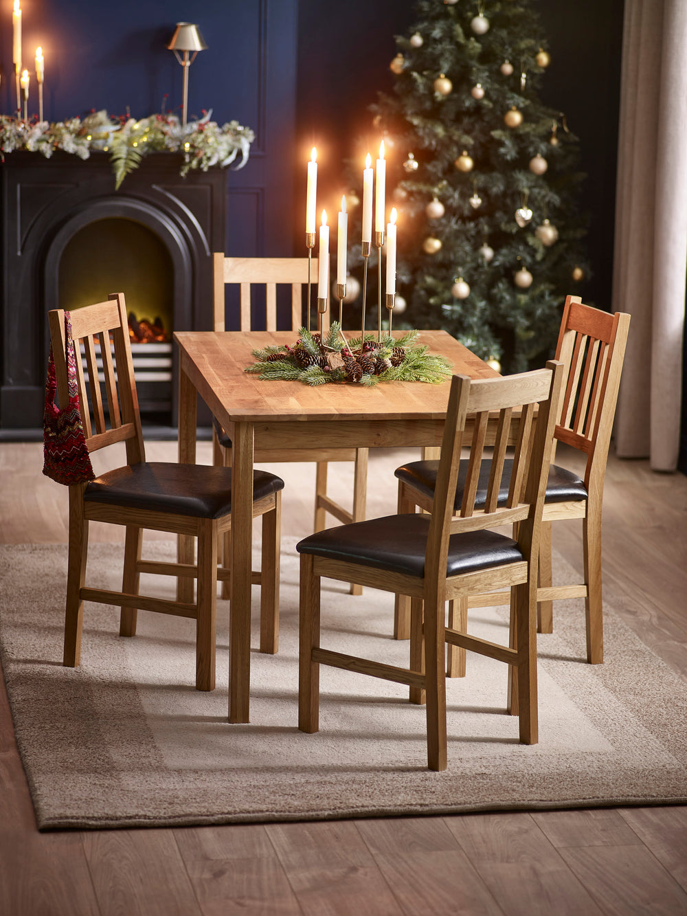 Coxmoor Slatted Back Dining Chairs (Set of 2) – Oak/Brown Faux Leather
