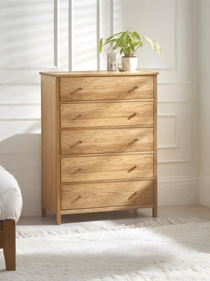 Coxmoor 5 Drawer Tall Chest - Oak