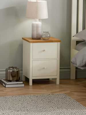 Coxmoor 2 Drawer Bedside Table - Ivory/Oak