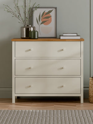 Coxmoor 3 Drawer Chest - Ivory/Oak