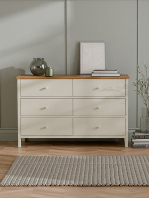Coxmoor 6 Drawer Wide Chest - Ivory/Oak