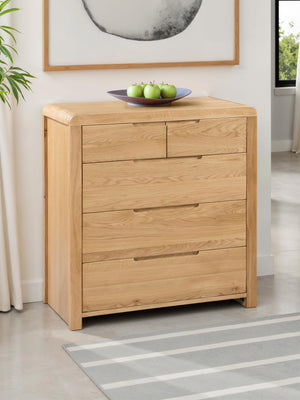 Curve 5 Drawer Chest (3+2) - Oak