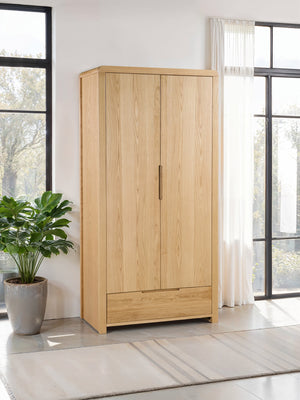 Curve 2 Door 1 Drawer Wardrobe - Oak