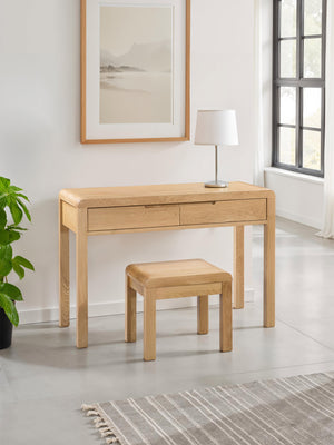 Curve 2 Drawer Dressing Table with Stool Set - Oak