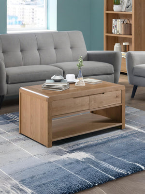 Curve 1 Drawer Coffee Table - Oak