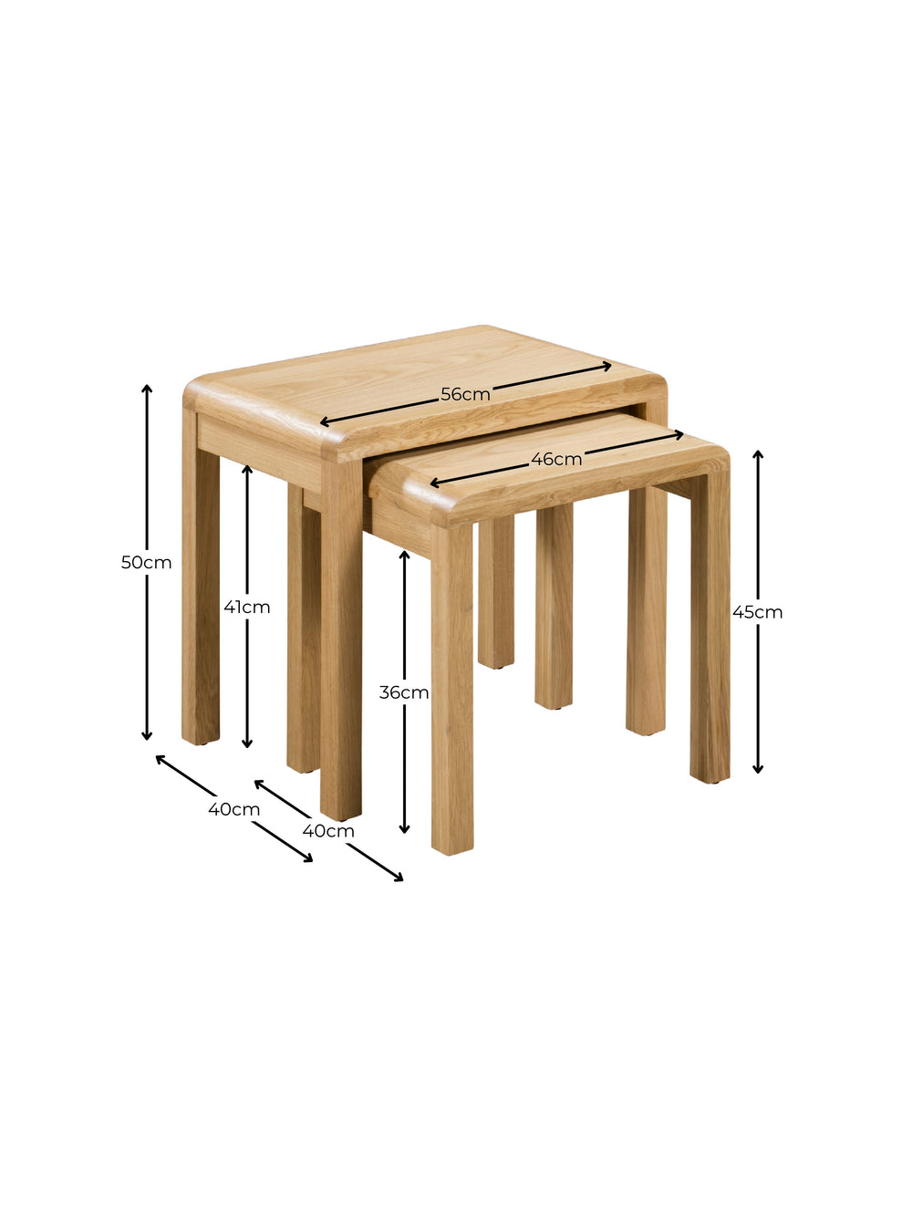 Curve Nest of 2 Tables - Oak