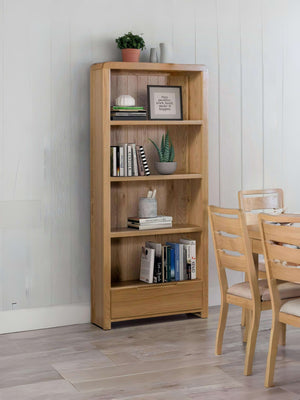 Curve 1 Drawer Tall Bookcase - Oak