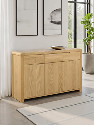 Curve 3 Door 3 Drawer Sideboard - Oak