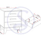 Cleveland 3 Drawer Bedside - White/Grey Metal Effect