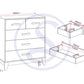 Cleveland 3+2 Drawer Chest - White/Grey Metal Effect