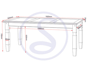 Corona 6' Dining Table - DISTRESSED WAXED PINE
