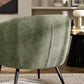 Dahlia Olive Green Linen Upholstered Accent Chair with Black Metal Legs