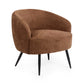 Dahlia Rust Brown Linen Upholstered Accent Chair with Black Metal Legs