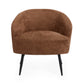 Dahlia Rust Brown Linen Upholstered Accent Chair with Black Metal Legs