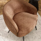 Dahlia Rust Brown Linen Upholstered Accent Chair with Black Metal Legs