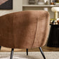 Dahlia Rust Brown Linen Upholstered Accent Chair with Black Metal Legs