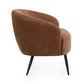 Dahlia Rust Brown Linen Upholstered Accent Chair with Black Metal Legs