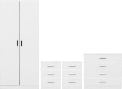 Dakota 2 Door Wardrobe Bedroom Set - WHITE