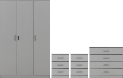 Dakota 3 Door Wardrobe Bedroom Set - LIGHT GREY