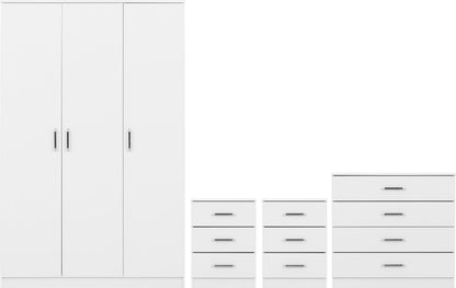 Dakota 3 Door Wardrobe Bedroom Set - WHITE