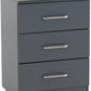Dakota 3 Drawer Bedside - Dark Grey