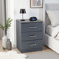 Dakota 3 Drawer Bedside - DARK GREY