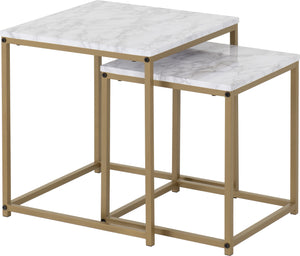 Dallas Nest of 2 Tables - MARBLE/GOLD EFFECT