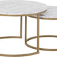 Dallas Round Coffee Table Set - MARBLE/GOLD EFFECT