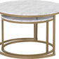 Dallas Round Coffee Table Set - MARBLE/GOLD EFFECT