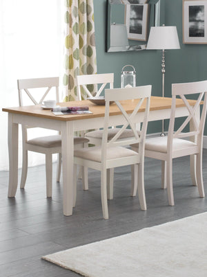 Davenport Rectangular 6 Seater Dining Table - Ivory/Oak Effect