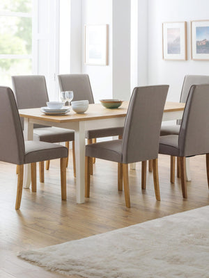 Davenport 6 Seater Extending Dining Table - Ivory/Oak Effect