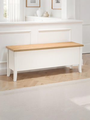 Davenport 2 Seater Storage Bench - Ivory/Oak Effect