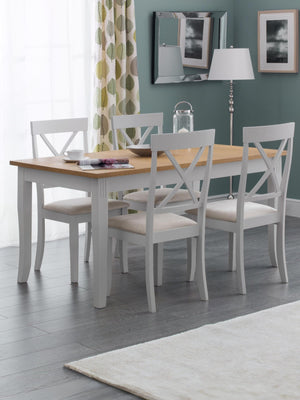 Davenport Rectangular 6 Seater Dining Table - Ivory/Oak Effect