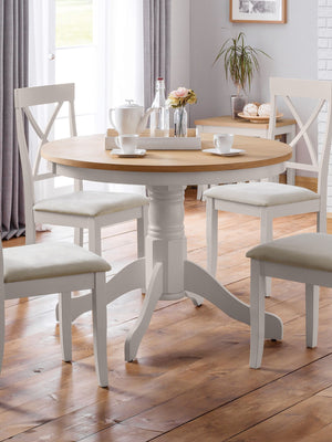 Davenport Round 4 Seater Dining Table - Light Grey/Oak Effect